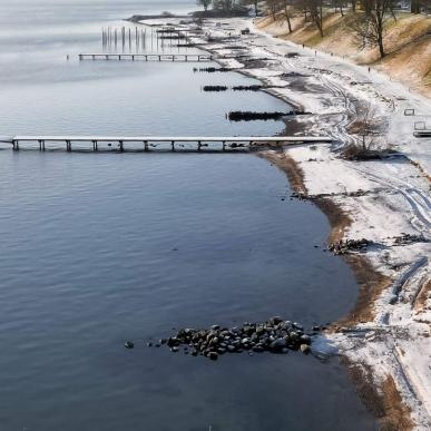 Østerstrand i Fredericia med sne